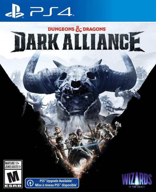 Dungeons & Dragons Dark Alliance PlayStation 4 action RPG real-time combat co-op multiplayer Icewind Dale setting Drizzt Do'Urden Catti-brie Wulfgar Bruenor Battlehammer legendary monsters frost giants beholders white dragons Tuque Games front cover