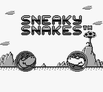 Sneaky Snakes Game Boy video game, puzzle arcade gameplay, classic handheld action, retro Nintendo Game Boy titlescreen