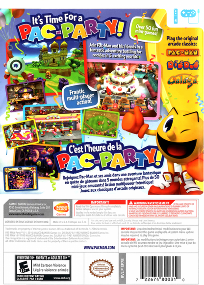 Pac-Man Party – Nintendo Wii (Wii) party mini-game family multiplayer video game back of case