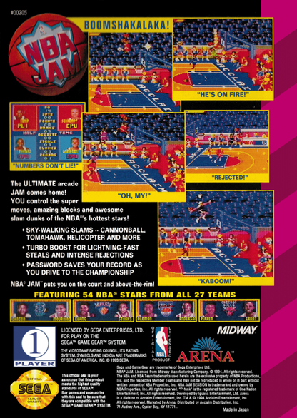 NBA Jam back cover art for Sega Game Gear (GG) video game