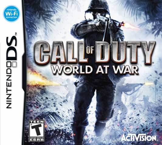 Call of Duty: World at War for Nintendo DS with World War II themed action focus front cover