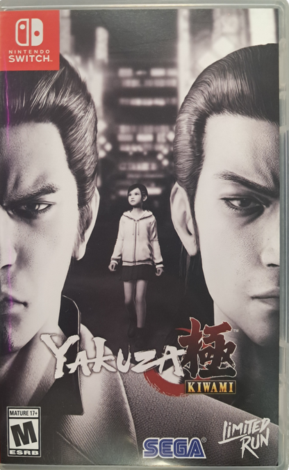 Yakuza Kiwami Nintendo Switch inspired design featuring action adventure crime drama aesthetic intense street combat immersive urban exploration gripping narrative iconic underworld characters cinematic gameplay modern remake presentation front cover
