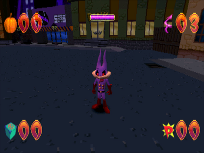 Jersey Devil PlayStation PS1 for action platforming video game fans featuring 3D platform adventure gameplay monster fighting puzzle solving spooky environments cartoon horror style visuals challenging levels unique character abilities classic PlayStation adventure collectible gaming appeal gameplay