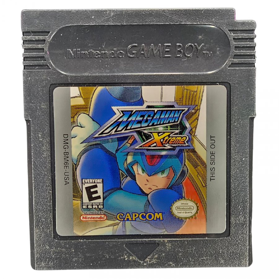 Mega Man Xtreme Game Boy Color GBC video game Missing Ad and Precaution Booklet featuring Mega Man action platforming gameplay side scrolling adventure robot battles enemy encounters weapon upgrades boss fights and classic handheld Capcom gameplay retro video game collection collectible gaming appeal game cartridge