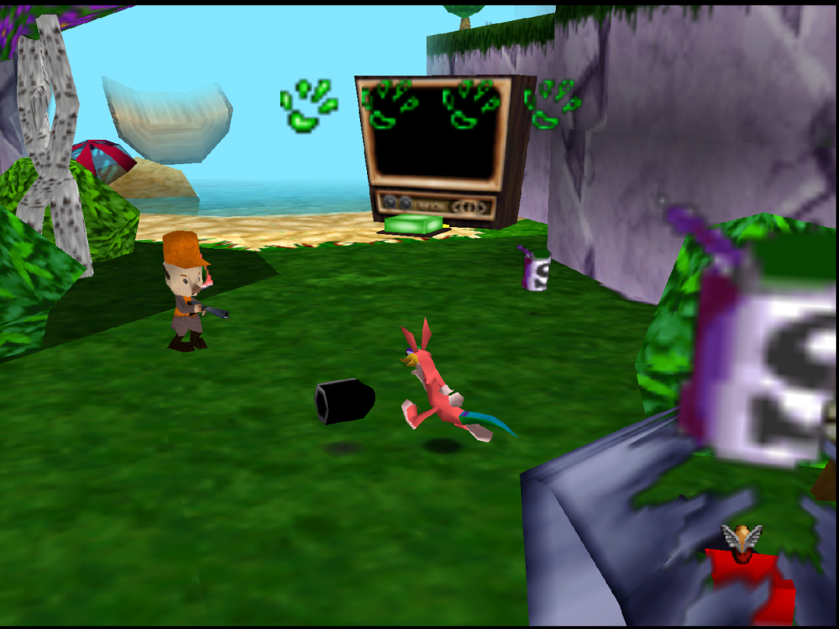 Gex 64 Enter the Gecko Nintendo 64 N64 for 3D platforming video game fans featuring Gex the gecko television themed levels collectible remotes platforming challenges enemy battles unique environments power ups and classic Nintendo 64 gameplay collectible gaming appeal gameplay