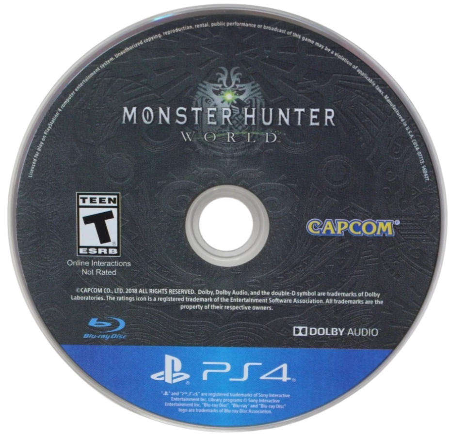 Monster Hunter World – PlayStation 4 (PS4) video game disc, action role-playing hunting monsters game