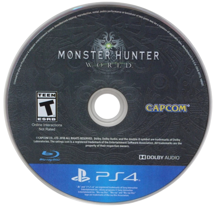 Monster Hunter World – PlayStation 4 (PS4) video game disc, action role-playing hunting monsters game