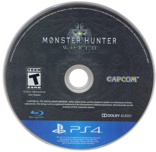 Monster Hunter World – PlayStation 4 (PS4) video game disc, action role-playing hunting monsters game