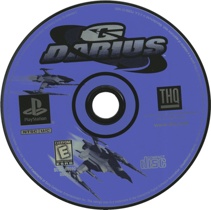 G Darius PlayStation PS1 for shoot em up video game fans featuring side scrolling arcade shooter gameplay intense space battles powerful laser weapons massive boss encounters strategic combat mechanics classic Taito action sci fi adventure challenging levels collectible gaming appeal disc