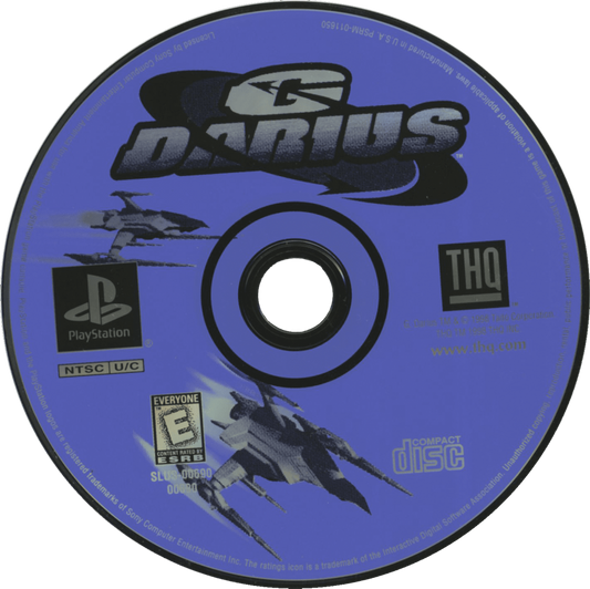 G Darius PlayStation PS1 for shoot em up video game fans featuring side scrolling arcade shooter gameplay intense space battles powerful laser weapons massive boss encounters strategic combat mechanics classic Taito action sci fi adventure challenging levels collectible gaming appeal disc