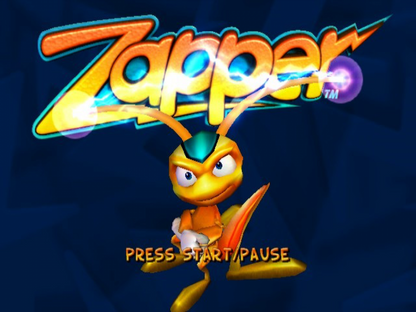 Zapper One Wicked Cricket GameCube game featuring action platformer gameplay and colorful insect-themed adventure main menu