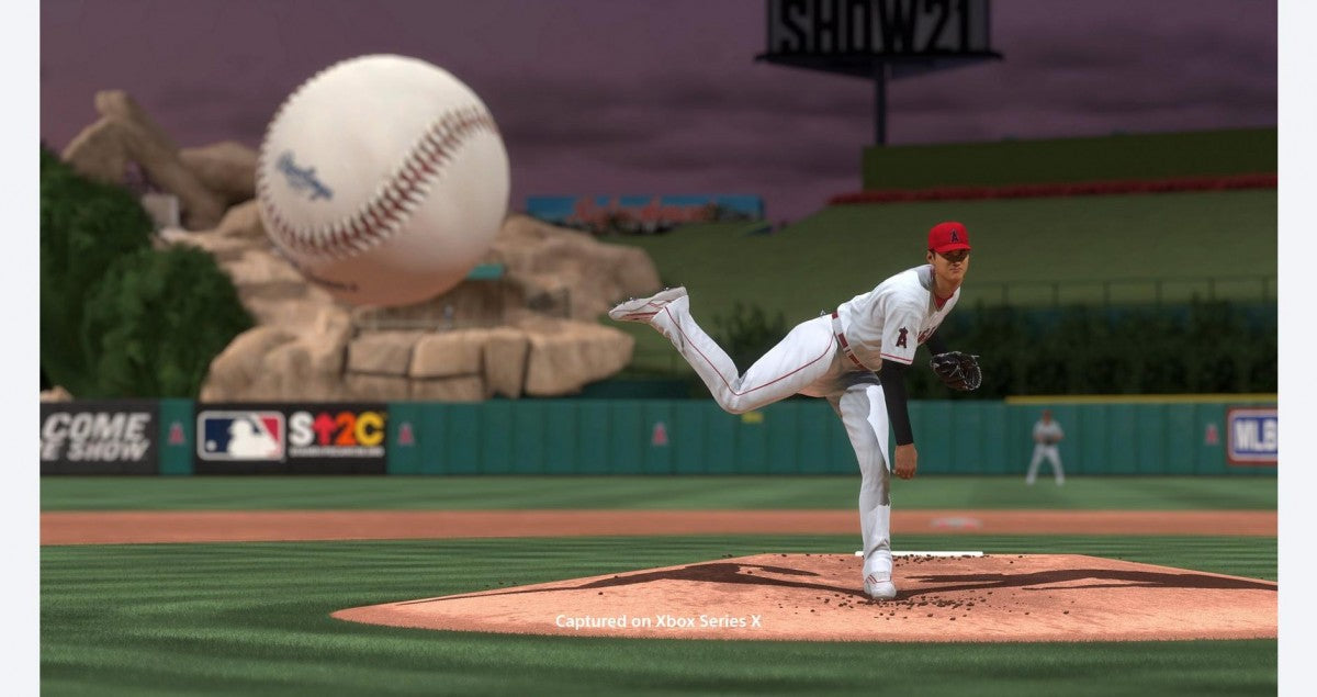 MLB The Show 21 for Xbox One, gameplay for a baseball sports simulation video game