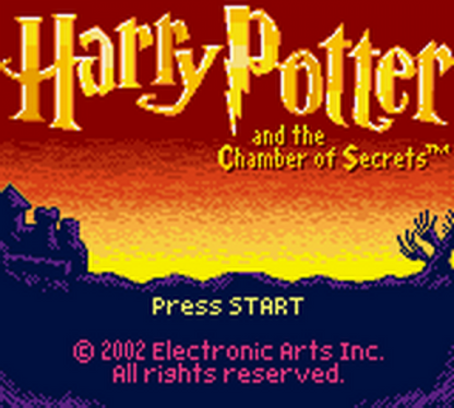 Harry Potter and the Chamber of Secrets for Game Boy Color (GBC) at Gamers INC, featuring a turn-based RPG adaptation of Harry’s second year at Hogwarts, where you explore familiar locations, learn spells, battle magical creatures, and relive the mystery of the Chamber of Secrets in a charming retro handheld adventure format main menu title screen