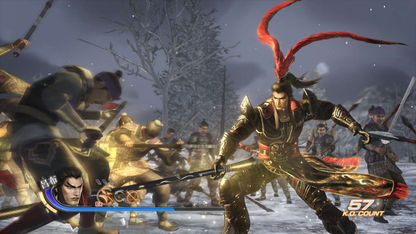 Dynasty Warriors 6 Xbox 360 game featuring large scale hack and slash combat historical Three Kingdoms storyline playable officers Musou attacks open battlefield maps and fast paced action gameplay by Koei gameplay