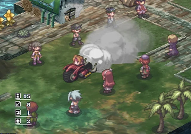 Makai Kingdom Chronicles of the Sacred Tome game for the PlayStation 2 featuring tactical RPG gameplay with grid free movement humorous storylines character customization and strategic battles in a colorful Netherworld setting gameplay