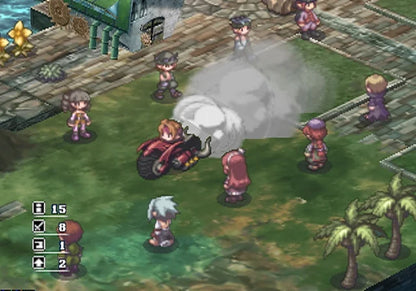Makai Kingdom Chronicles of the Sacred Tome game for the PlayStation 2 featuring tactical RPG gameplay with grid free movement humorous storylines character customization and strategic battles in a colorful Netherworld setting gameplay