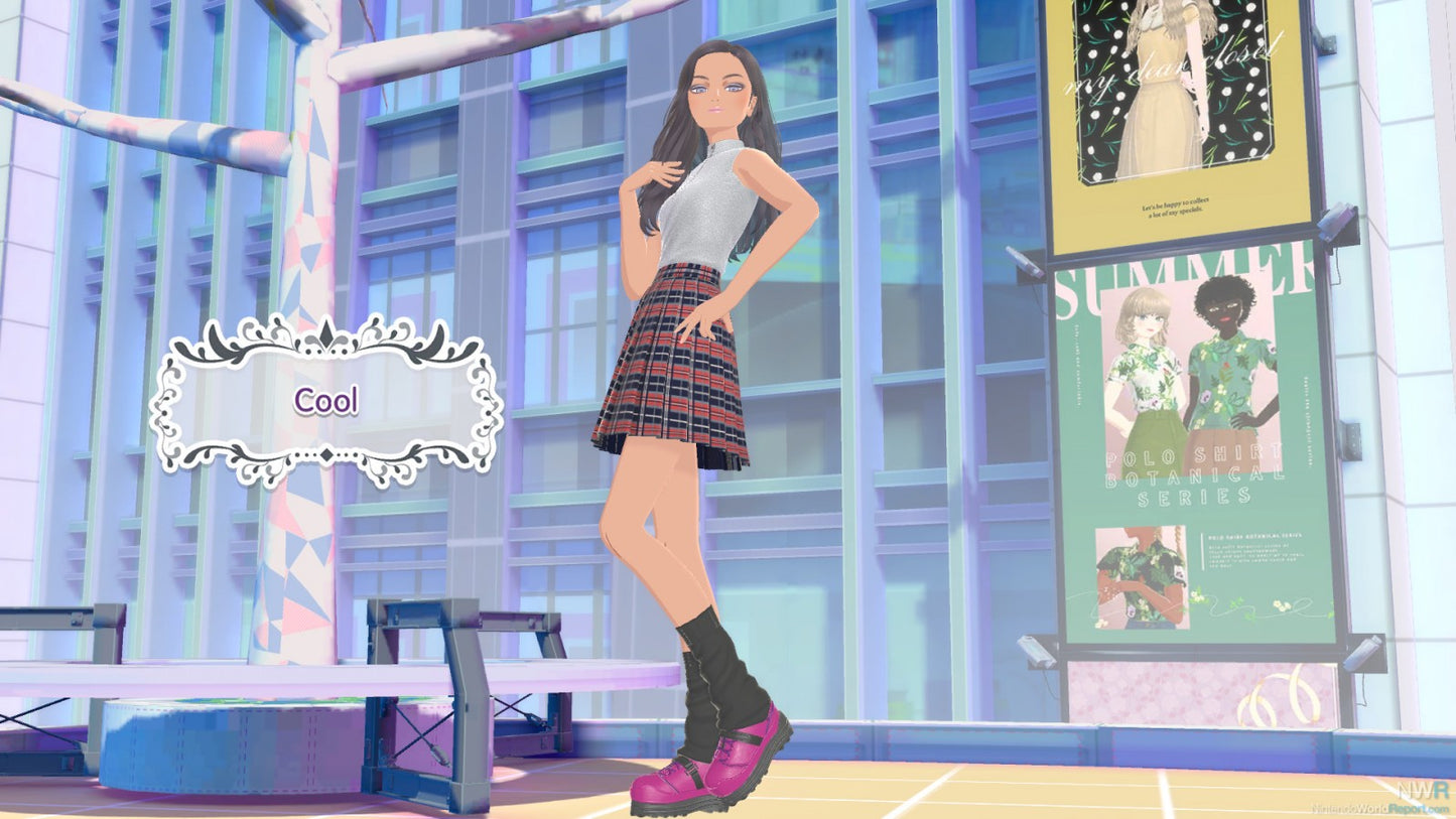 Style Savvy Nintendo DS video game, fashion boutique simulation, clothing design and management gameplay, handheld console title gameplay screenshot
