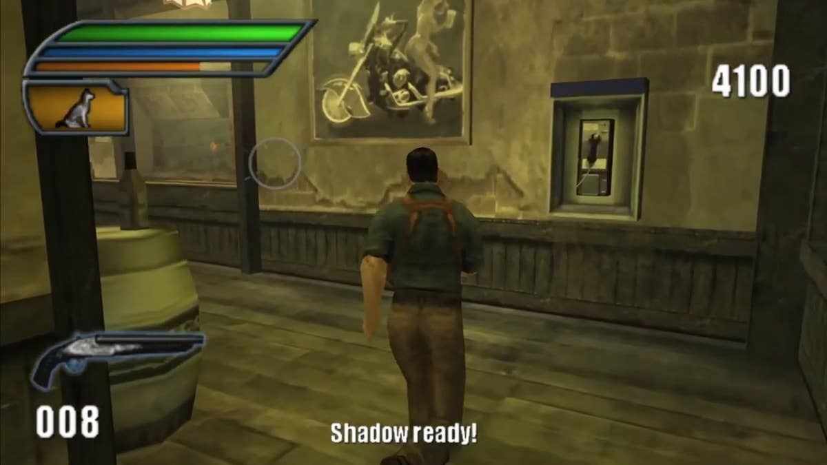 Dead to Rights for Nintendo GameCube (GC) at Gamers INC, featuring the gritty, noir-inspired action thriller where you play as framed cop Jack Slate, fighting through a corrupt city with the help of your K-9 partner Shadow to clear your name, utilizing cinematic "bullet time" slow-motion, brutal disarms, and intense gunplay in a hard-boiled tale of revenge and justice gameplay screenshot