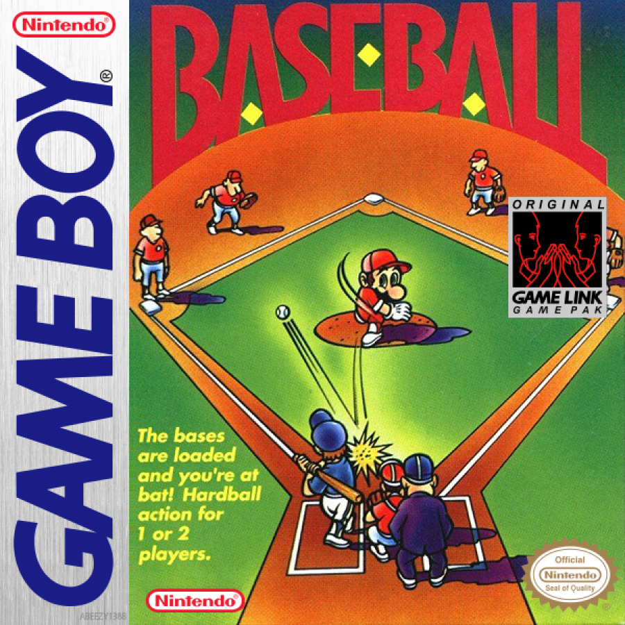 Baseball Game Boy sports baseball video game cover art.