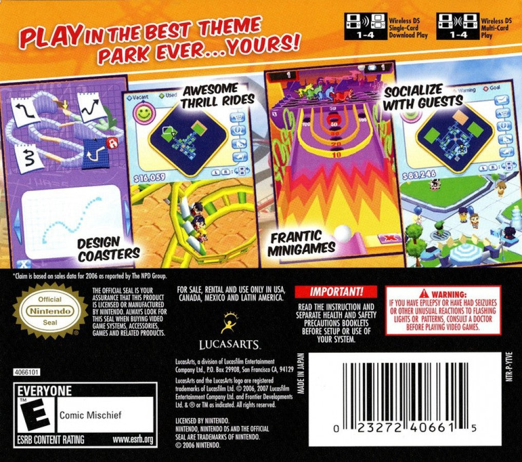 Thrillville: Off the Rails back of case for Nintendo DS (DS) theme park simulation video game