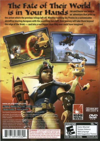 Jak and Daxter The Lost Frontier PlayStation 2 PS2 video game, action platformer, adventure gameplay, story-driven platforming, classic console title back cover