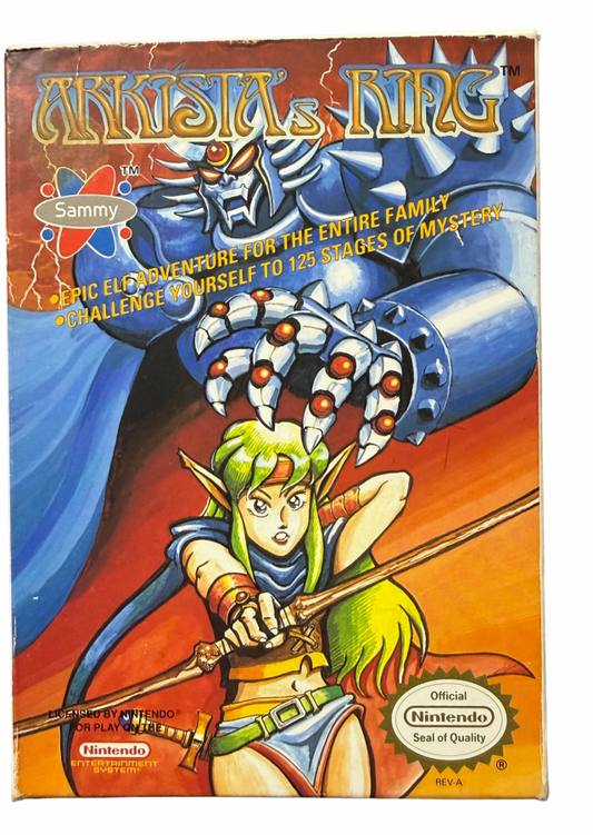 Arkista's Ring Nintendo NES video game cartridge classic 8 bit action adventure game for retro gaming collectors Nintendo fans vintage video game enthusiasts NES game collection classic video games and retro gaming fans cover art