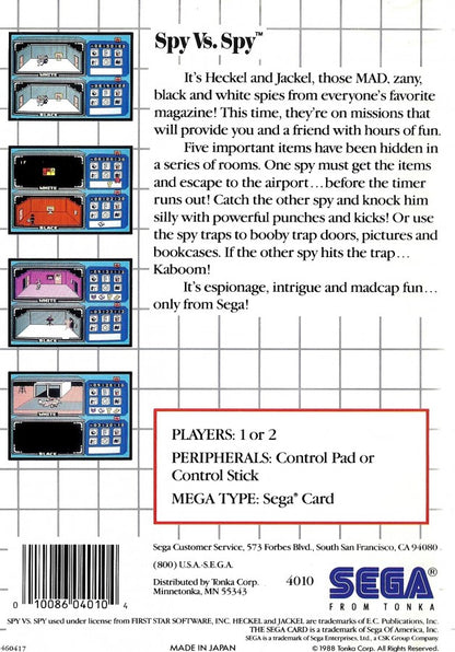 Spy vs. Spy – Sega Master System (SMS) back of case for action strategy video game