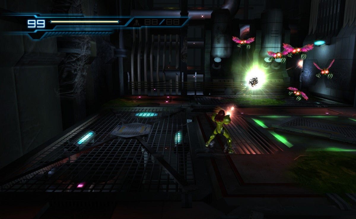 Metroid Other M retro Wii video game Metroid sci fi action adventure third person shooter space exploration bounty hunter combat cinematic gameplay console title Nintendo Wii release gameplay
