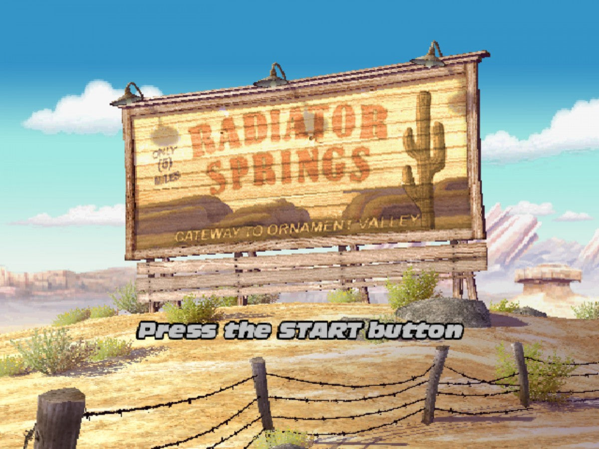 Disney Pixars Cars PlayStation 2 retro video game racing title screen (2006)