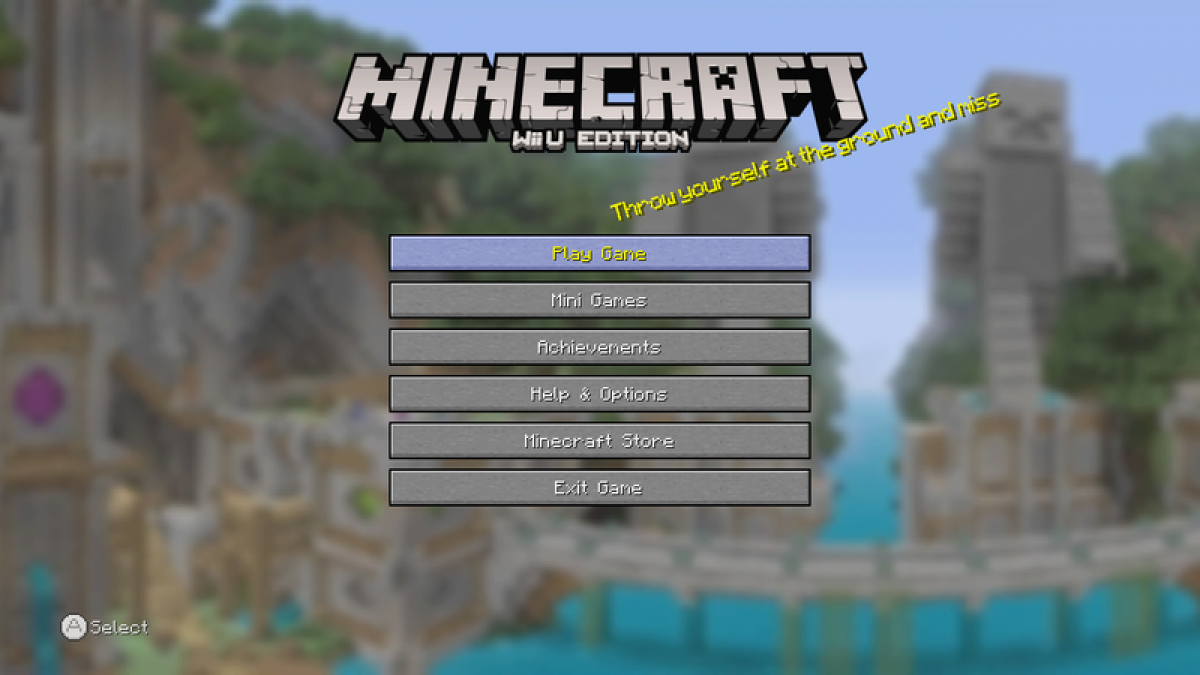 Minecraft WiiU Edition titlescreen for Nintendo Wii U (WiiU) video game