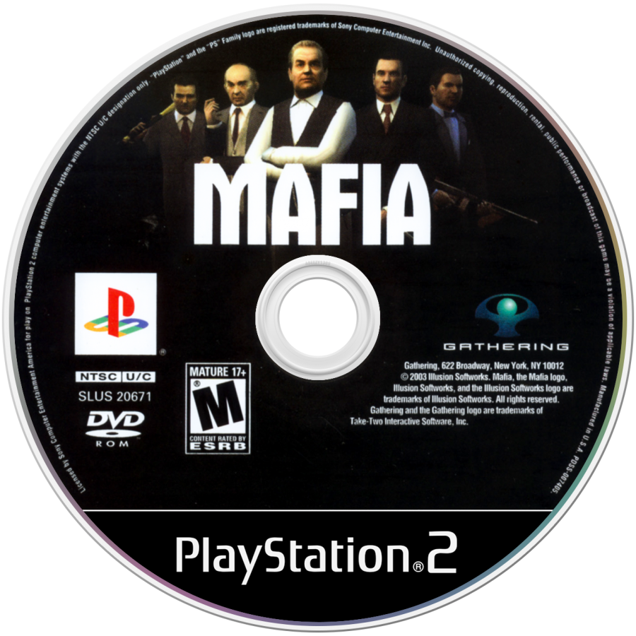 Mafia disc art for Playstation 2 (PS2) video game 