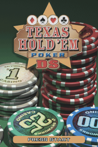 Texas Hold Em Poker start screen for Nintendo DS (DS) casino card video game