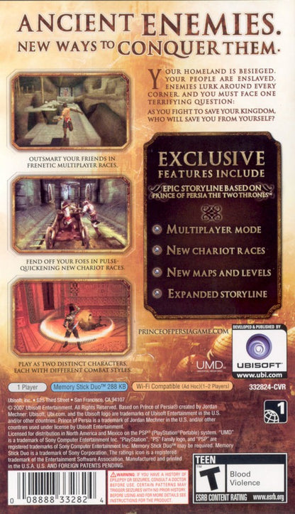 Prince of Persia: Rival Swords back of case for PlayStation Portable (PSP) action-adventure game