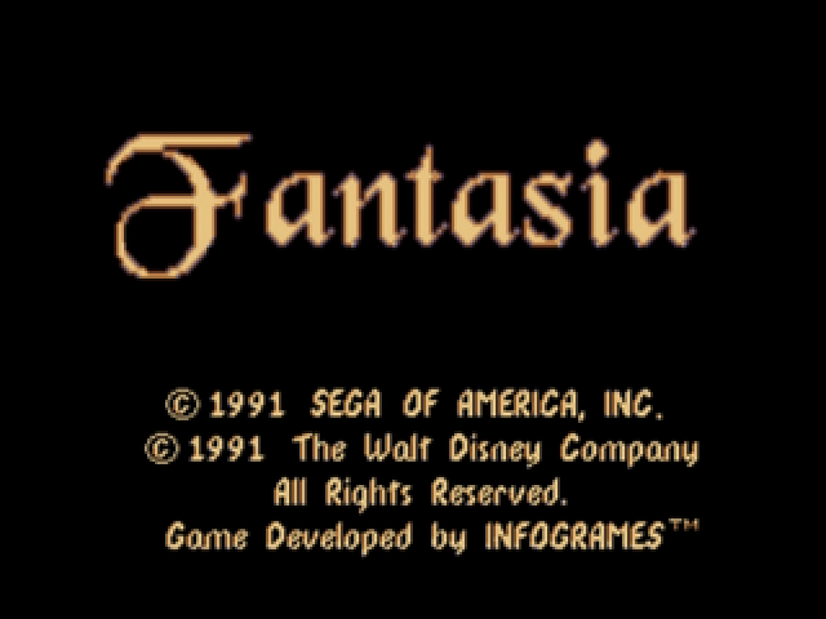 Fantasia Sega Genesis retro video game platformer title screen (1991)