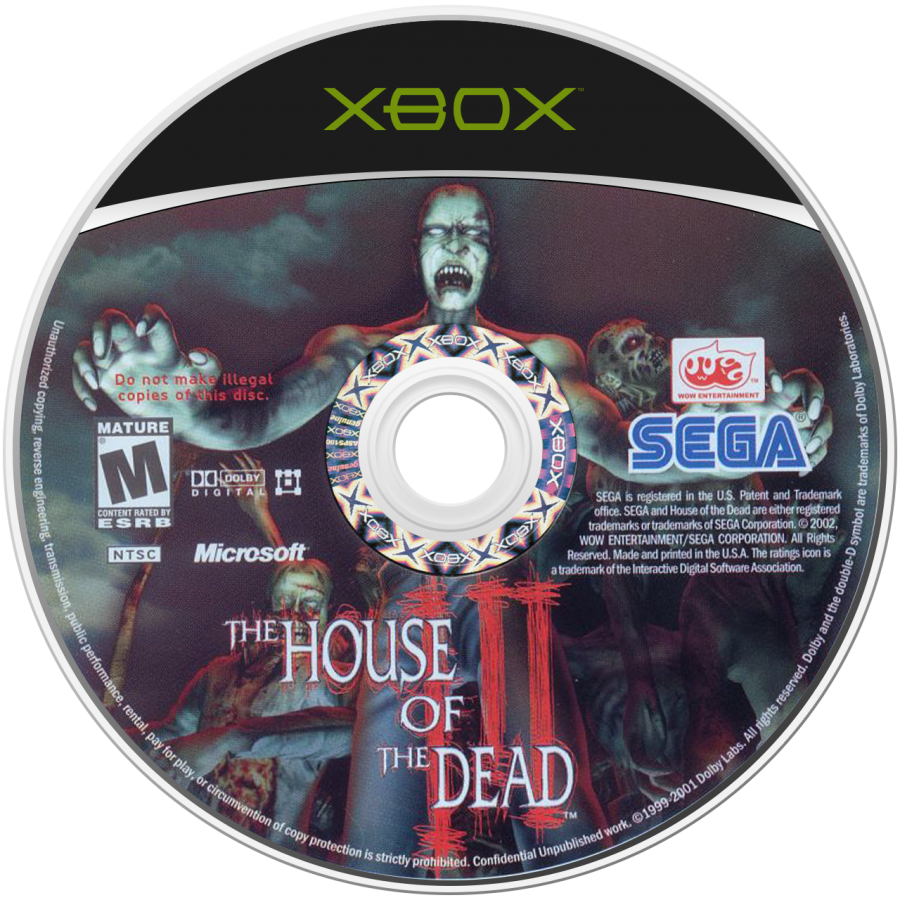 The House of the Dead 3 for Xbox arcade style rail shooter video game featuring fast paced zombie action cooperative gameplay light gun inspired mechanics and classic Sega horror shooter experience disc