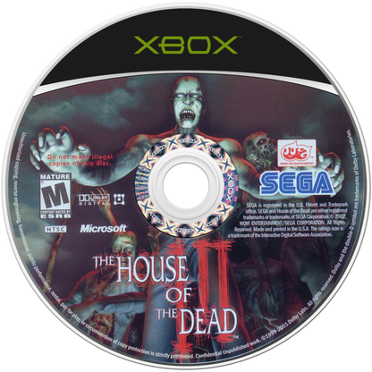 The House of the Dead 3 for Xbox arcade style rail shooter video game featuring fast paced zombie action cooperative gameplay light gun inspired mechanics and classic Sega horror shooter experience disc