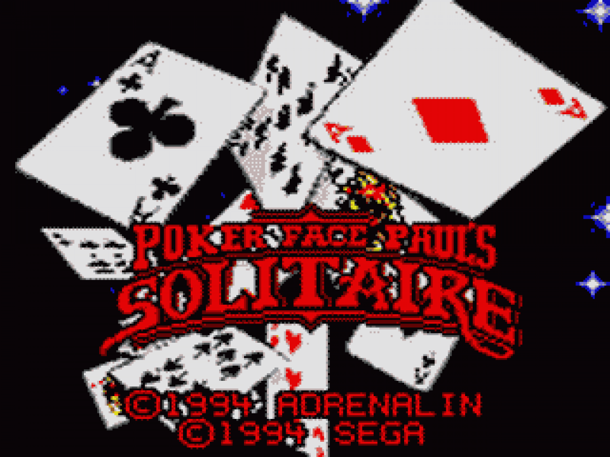 Poker Face Paul's: Solitaire title screen for Sega Game Gear (GG) video game