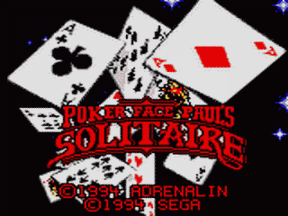 Poker Face Paul's: Solitaire title screen for Sega Game Gear (GG) video game