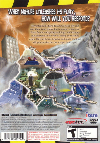 Raw Danger – PlayStation 2 (PS2) video game back of case, survival action-adventure game.