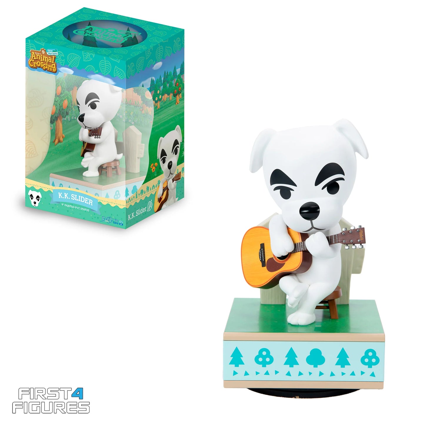 K K Slider 9 inch statue by First 4 Figures detailed Animal Crossing collectible featuring iconic guitar playing pose stylized design and premium display quality celebrating the Nintendo life simulation franchise front view