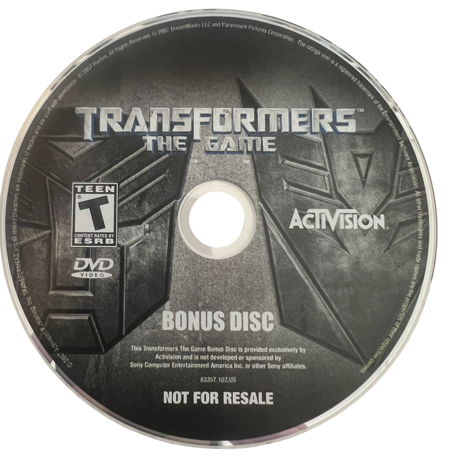 Transformers The Game Greatest Hits With Bonus Disc PlayStation 2 retro video game action adventure bonus disc (2007)