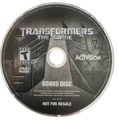 Transformers The Game Greatest Hits With Bonus Disc PlayStation 2 retro video game action adventure bonus disc (2007)