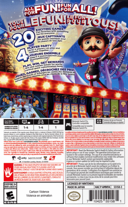 Carnival Games back of box for Nintendo Switch (NS) video game