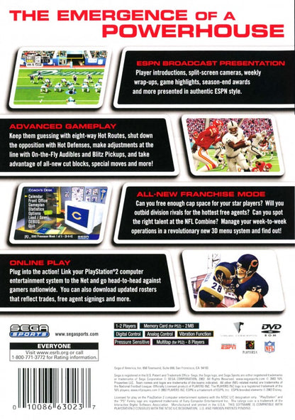 NFL 2K3 retro PlayStation 2 video game NFL 2K3 football sports simulation realistic gameplay NFL teams multiplayer franchise mode console title PlayStation 2 release back of case