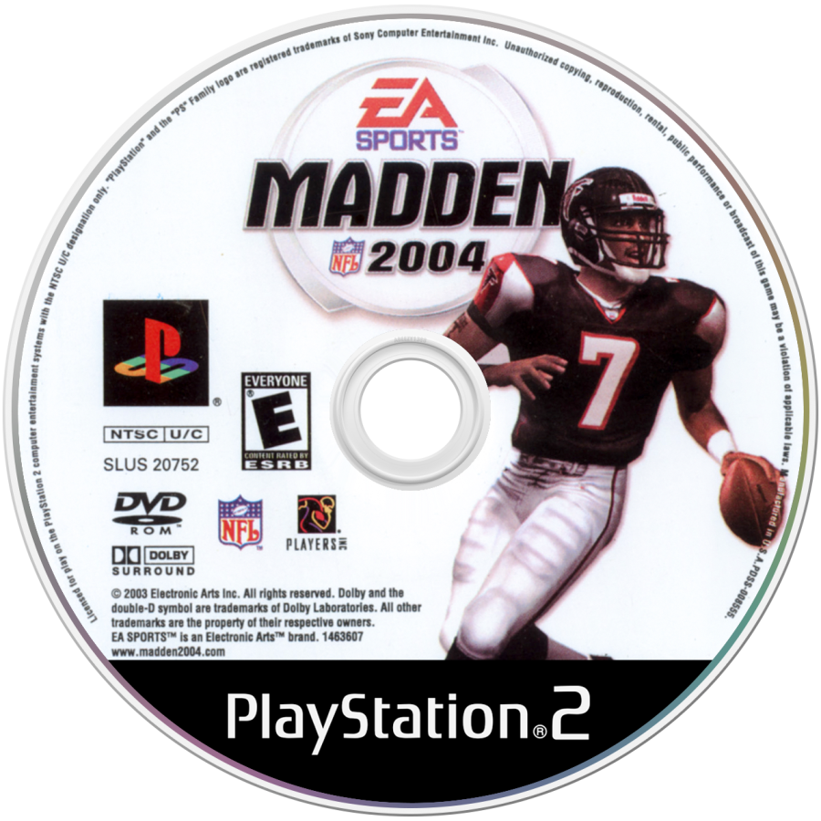 Madden NFL 2004 disc art for PlayStation 2 (PS2) sports video game