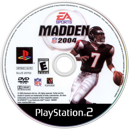 Madden NFL 2004 disc art for PlayStation 2 (PS2) sports video game