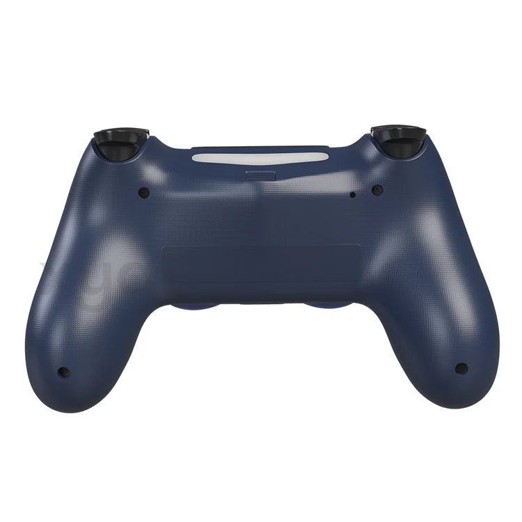 XYAB brand 1-to-1 third-party wireless controller for PlayStation 4 in blue featuring analog sticks, action buttons, shoulder buttons, and ergonomic design