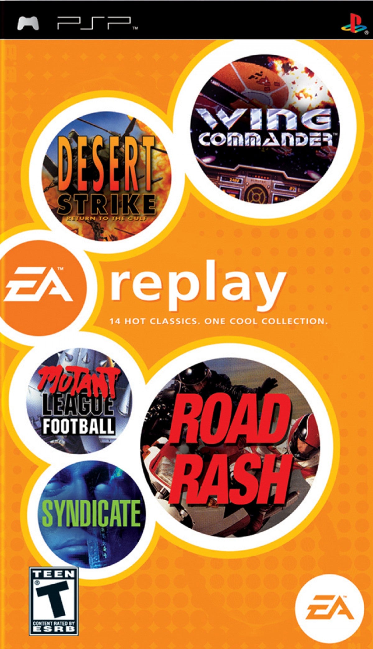 EA Replay PlayStation Portable PSP for retro video game fans featuring classic Electronic Arts game collection arcade action sports gameplay racing adventures strategy titles nostalgic handheld entertainment multiple genres collectible gaming appeal front cover art
