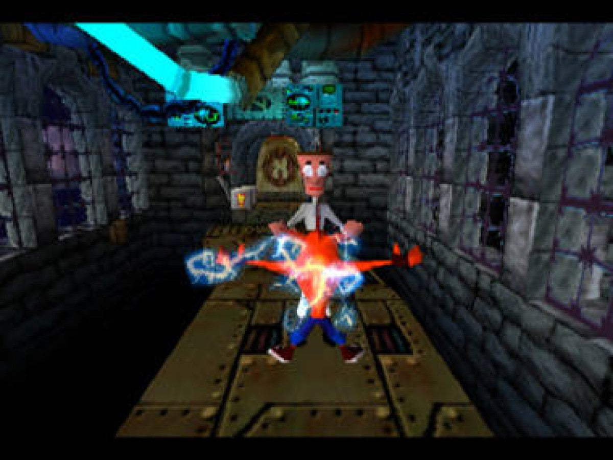Crash Bandicoot PlayStation 1 PS1 video game, action platformer, classic mascot platforming gameplay, iconic Sony console title gameplay screenshot