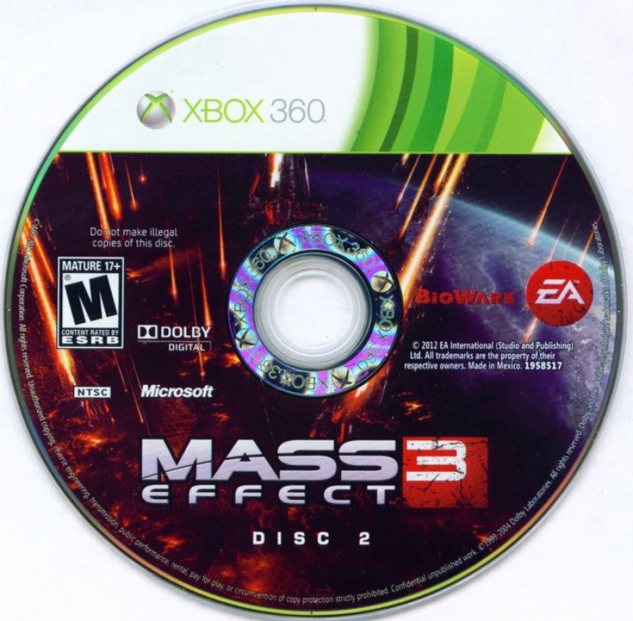 Mass Effect 3 disc 2 for Xbox 360 (X360) sci-fi action role-playing video game